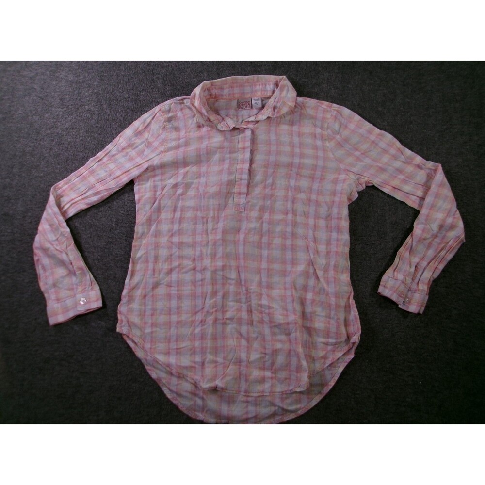 Canyon River Blues Top Women Medium Pink Yellow Office Capsule Base Popover Prep